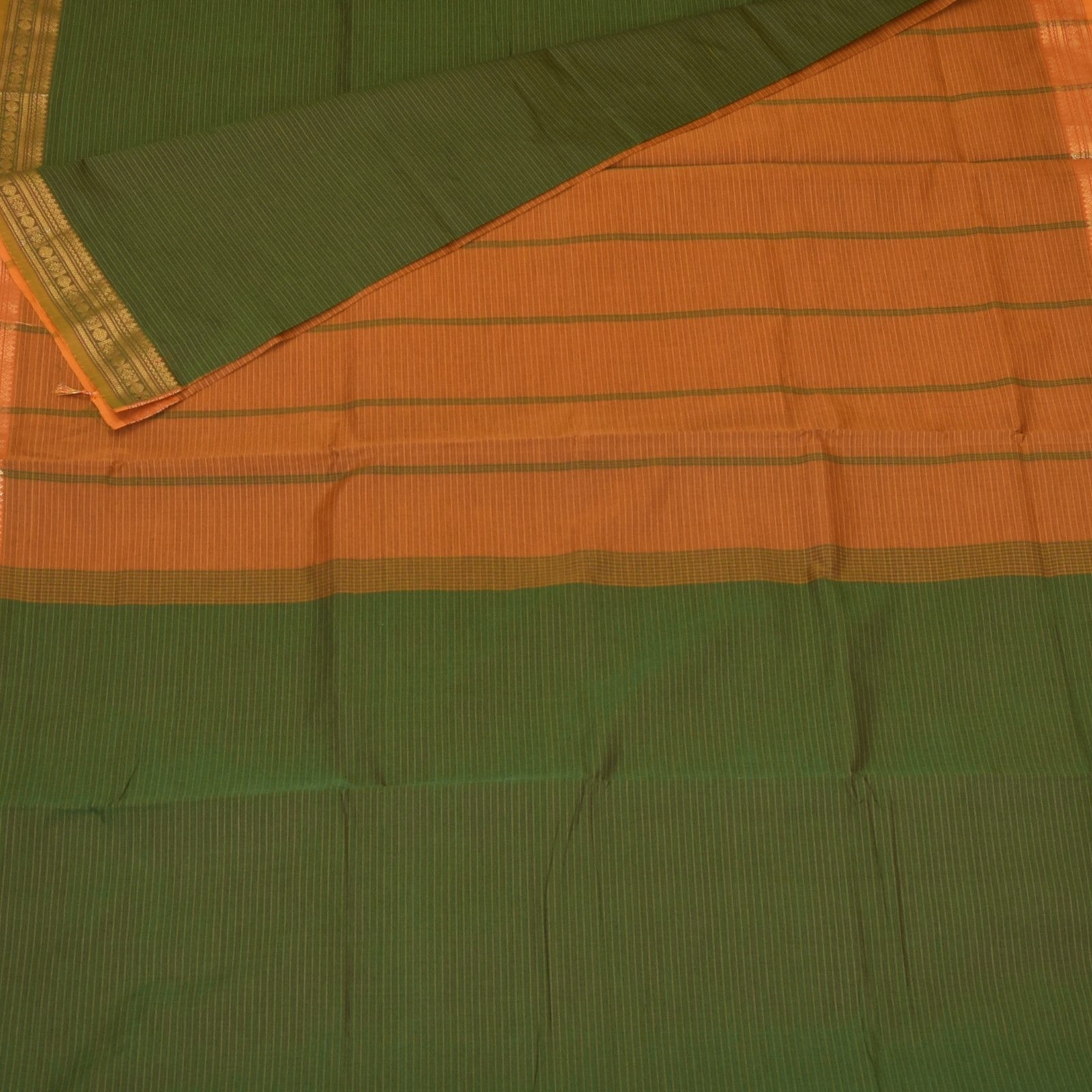 semi silk cotton green saree with jari boarder