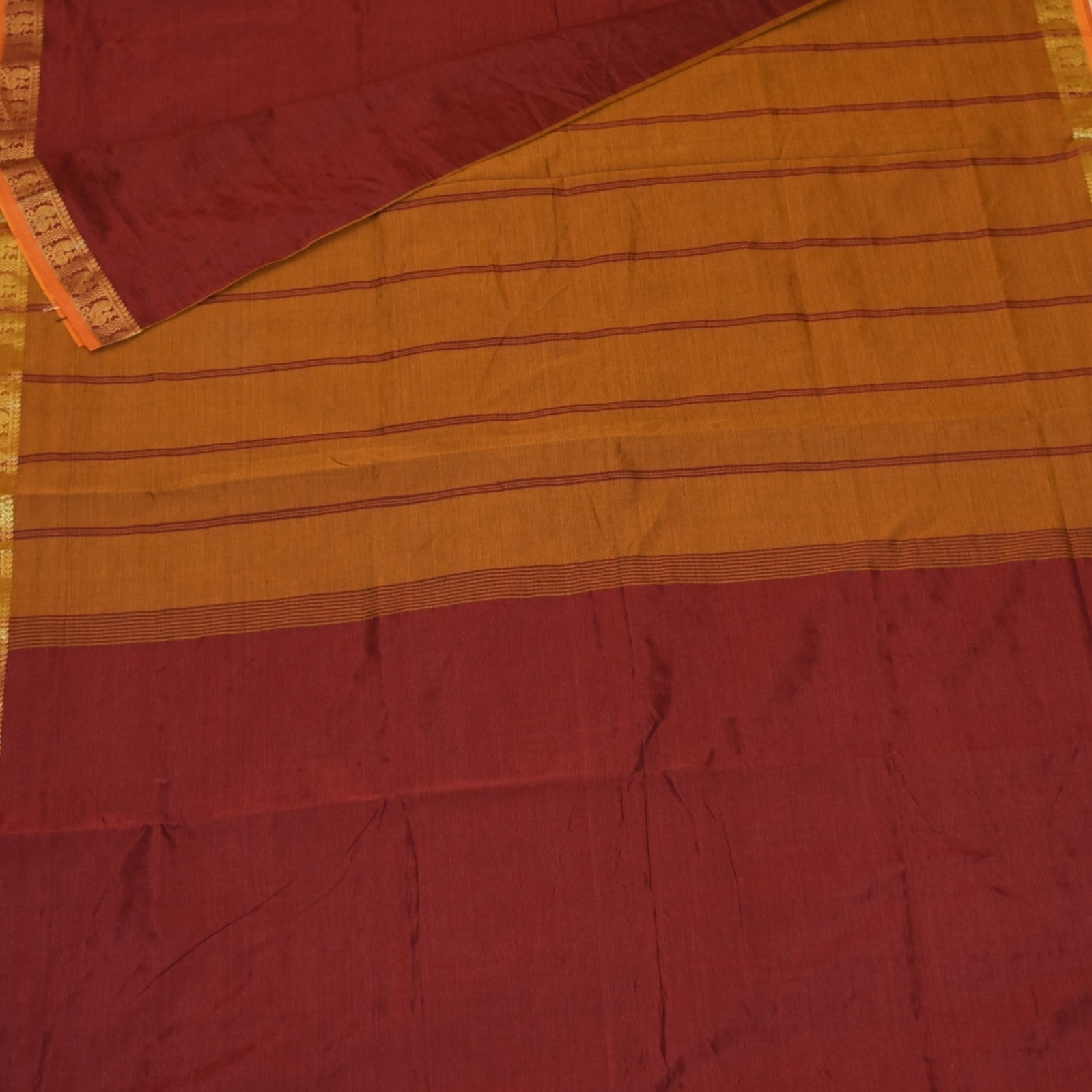 Semi silk cotton maroon saree with jari boarder