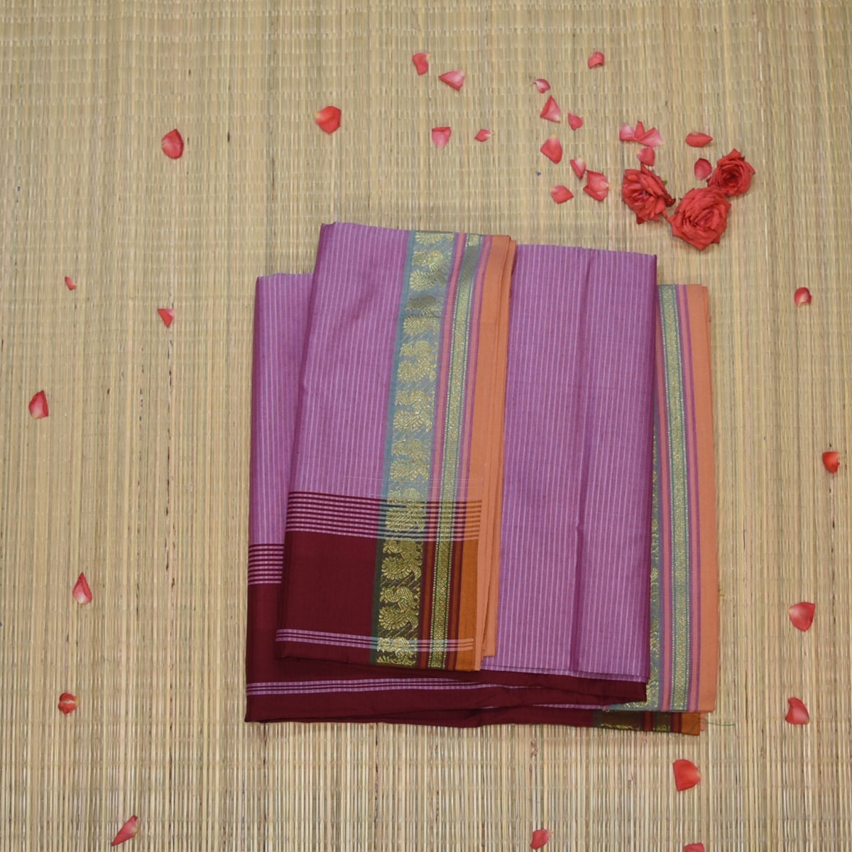 Semi silk cotton baby pink saree with jari boarder