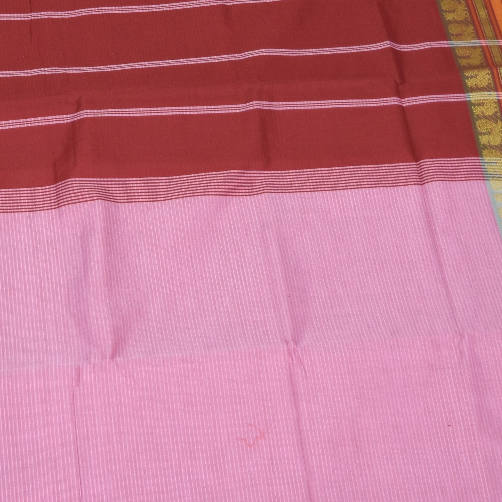 Semi silk cotton baby pink saree with jari boarder