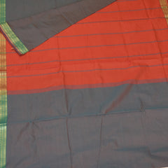 Semi silk cotton violet saree with jari boader