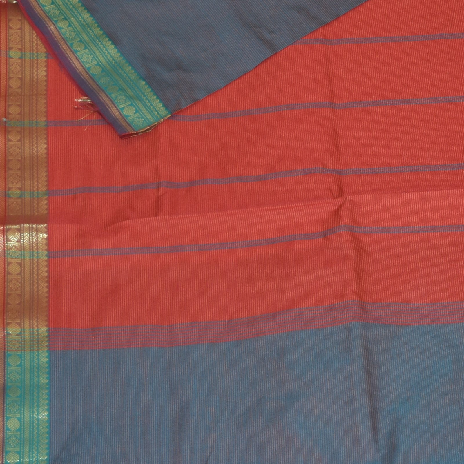 Semi silk cotton violet saree with jari boader