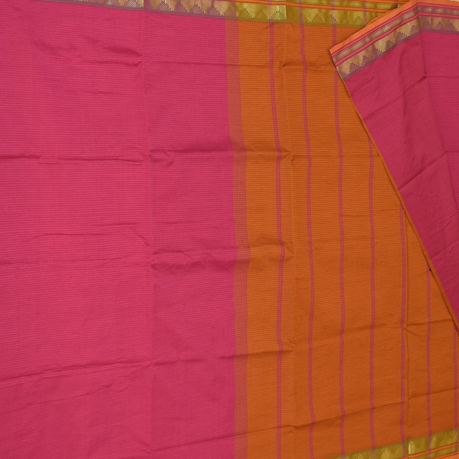 Semi silk cotton pink saree with jari  boarder