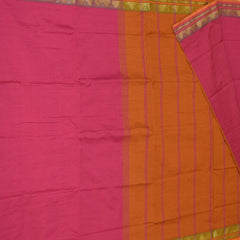 Semi silk cotton pink saree with jari  boarder