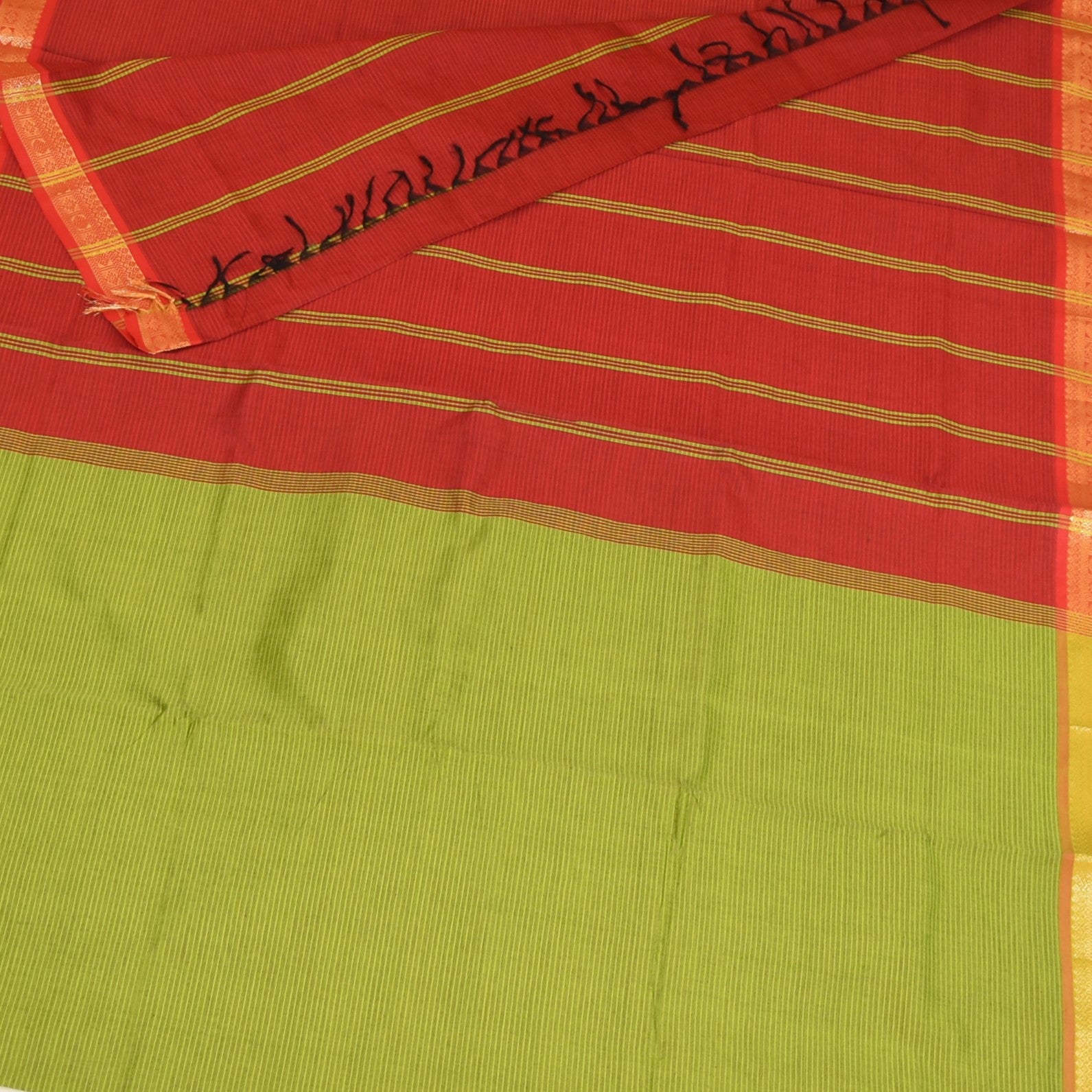 Semi silk cotton pista green saree with jari boarder