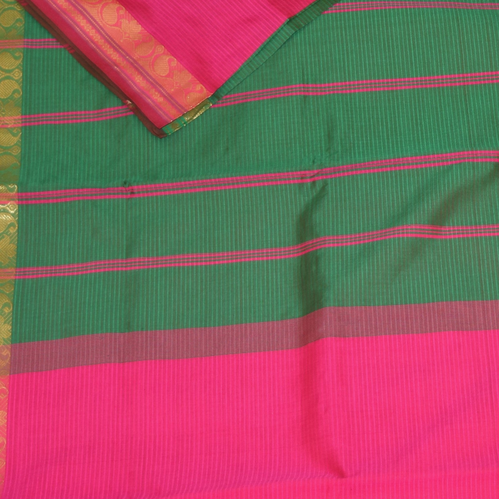 Semi silk cotton pink saree with jarik boarder
