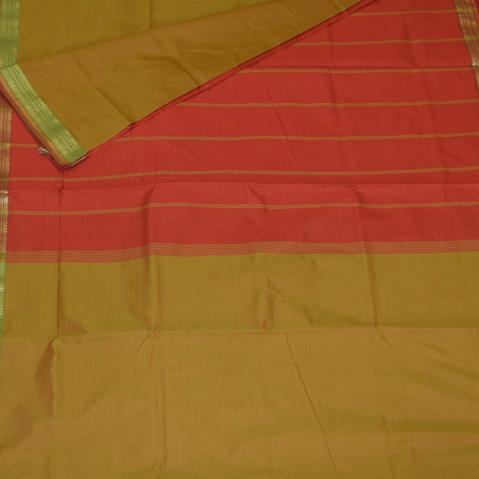 Semi silk cotton green saree with jari boarder