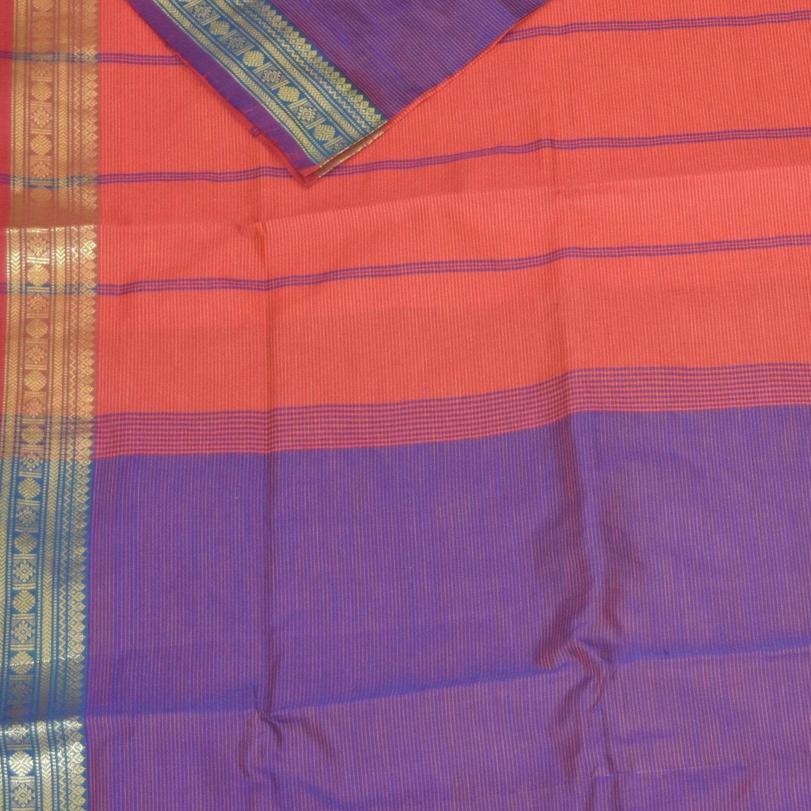 Semi silk cotton violet saree with jari boarder