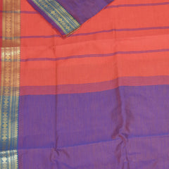 Semi silk cotton violet saree with jari boarder