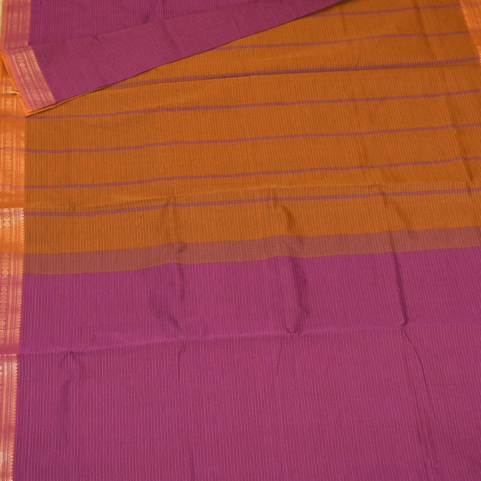 Semi silk cotton pink saree with jari boarder