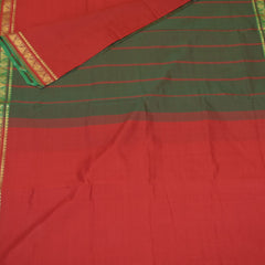 Semi  silk cotton red saree with jari boarder