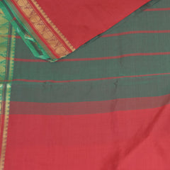 Semi  silk cotton red saree with jari boarder