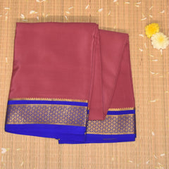mysore crepe silk rouge pink with jari boarder
