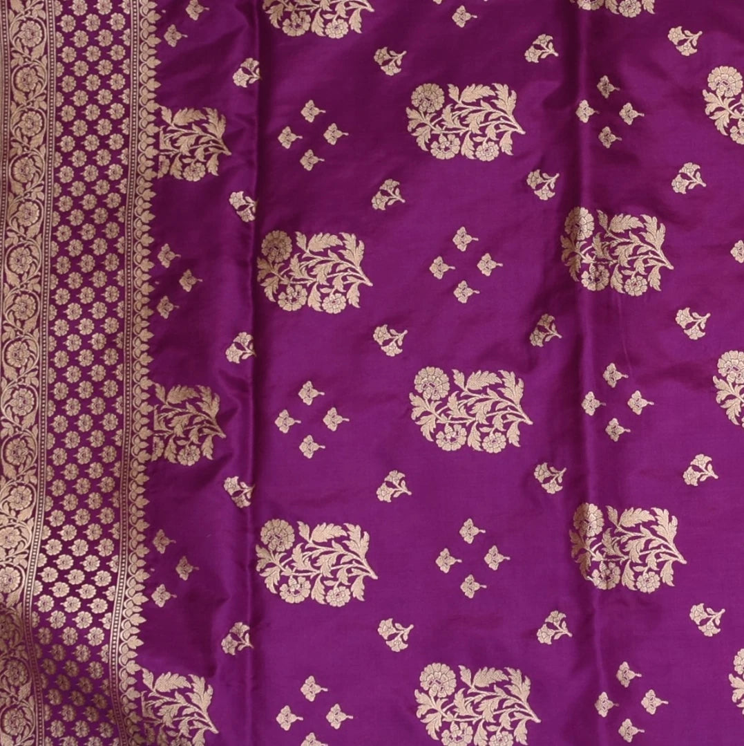 Banarasi Rani Pink Saree Jari Boarder with Blouse