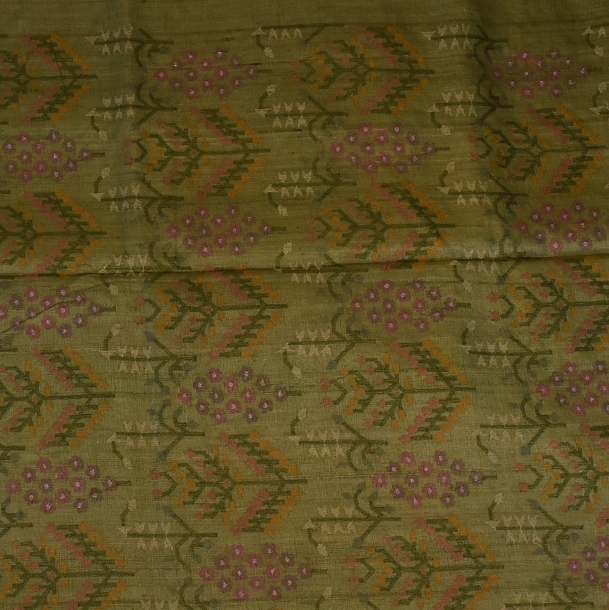 Tussar Silk Antique Olive Saree with Blouse