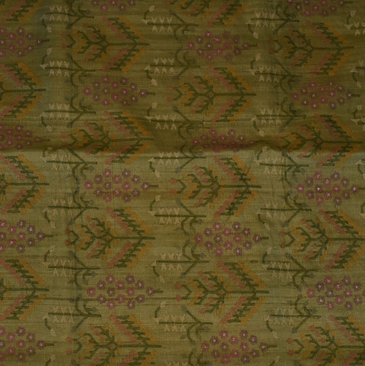 Tussar Silk Antique Olive Saree with Blouse