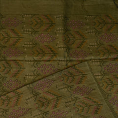 Tussar Silk Antique Olive Saree with Blouse