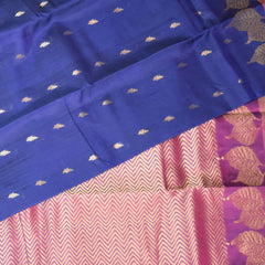 Kanchi silk navy blue saree with jari boarder with 2grms jari