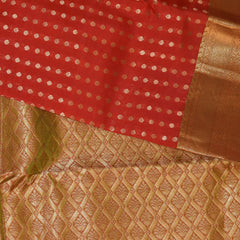 Kanchi silk red saree with jari boarder with 2grms jari