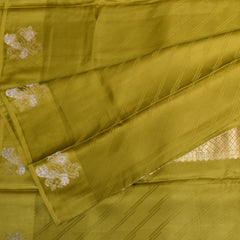 Benarasi Crepe Silk pear green saree with jari motifs