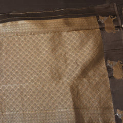 Benarasi crepe silk neutral beige saree with cow motifs