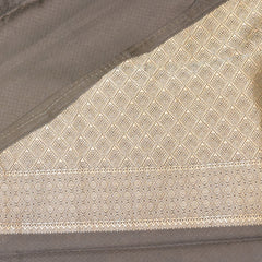 Benarasi crepe silk neutral beige saree with cow motifs