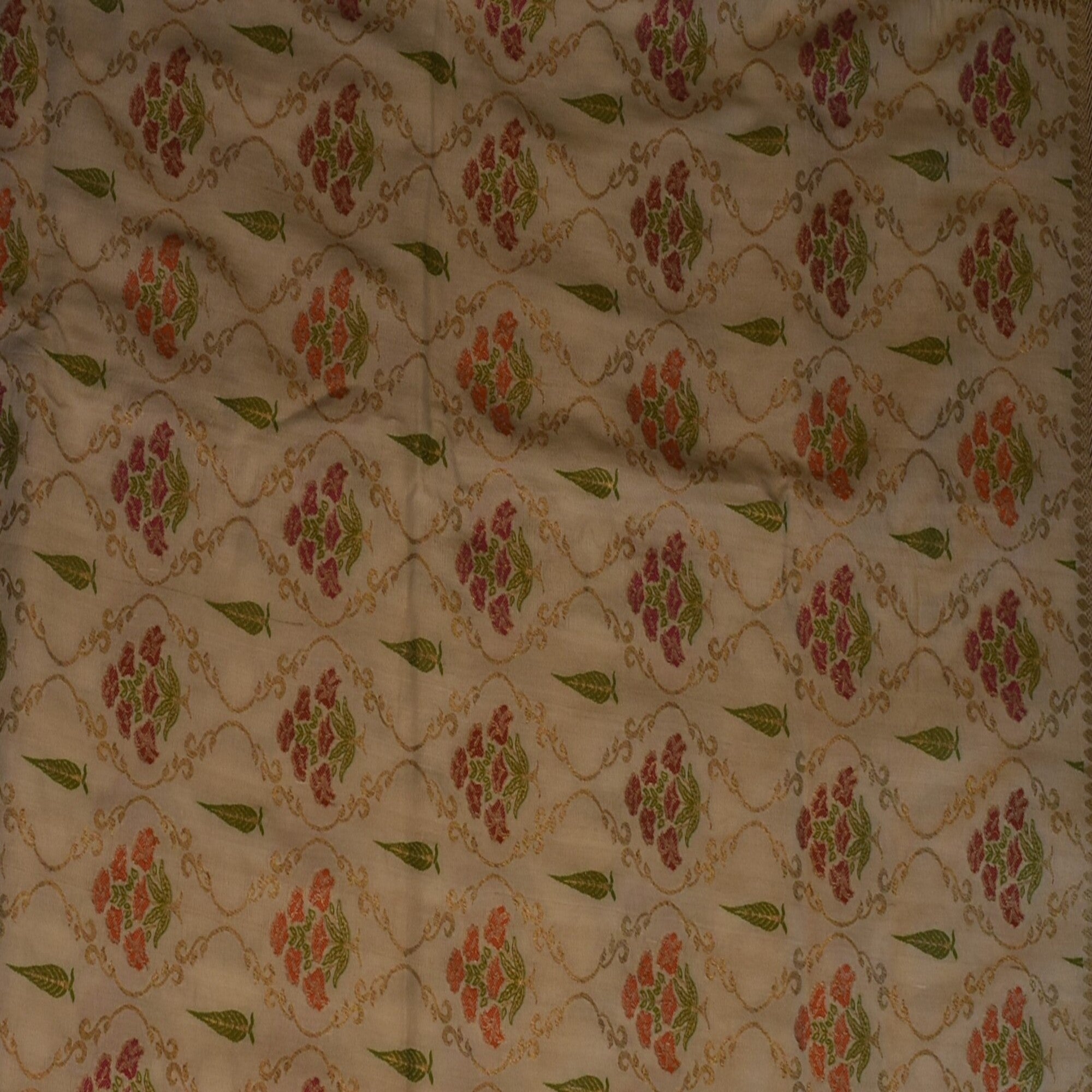 Benarasi georgette half white saree with multi color thread work