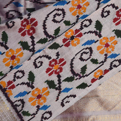 Ikkat pure silk saree lavender saree with silk jari boarder