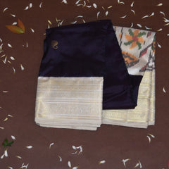 Ikkat pure silk purple saree with silk jari boarder