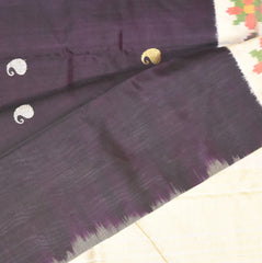 Ikkat pure silk purple saree with silk jari boarder