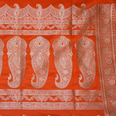 Art Silk Benarasi orange saree with jari boarder