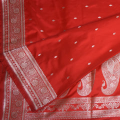 Art Silk Benarasi red saree with jari boarder