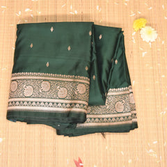 Art Silk benarasi bottle green saree with jari boarder