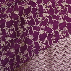 Art Silk benarasi dark magenta saree with jari work and boarder