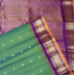 Gadwal pure silk leaf green saree with jari boarder