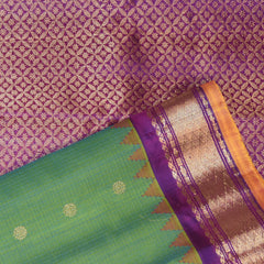 Gadwal pure silk leaf green saree with jari boarder