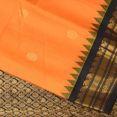 Gadwal pure silk sunrise orange saree with jari boarder