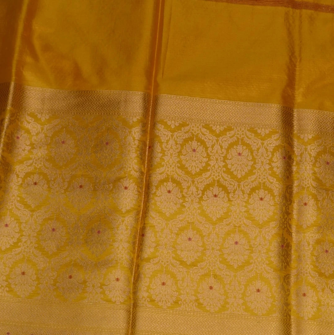 Banarasi Yellow Saree Jari Boarder with Blouse