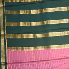 Mysore crepe silk coral pink saree with jari boarder