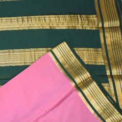 Mysore crepe silk salmon pink saree with jari boarder