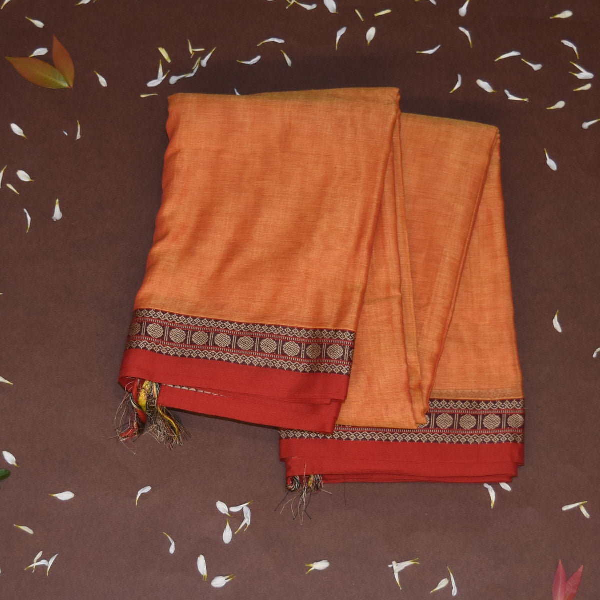 Mangalagiri pure cotton mustard yellow saree with red thread boarder