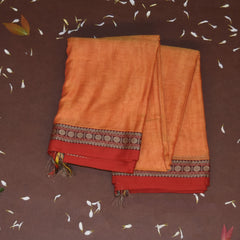 Mangalagiri pure cotton mustard yellow saree with red thread boarder