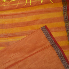 Mangalagiri pure cotton mustard yellow saree with red thread boarder