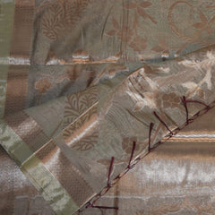 Semi Silk Cotton Ash saree with jari boarder