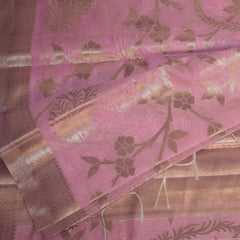 Semi Silk Baby pink saree with jari boarder