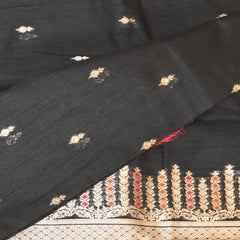 Semi Silk Cotton Black Saree with jari boarder