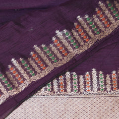 Semi Silk Cotton Purple saree with jari boarder