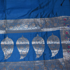 Semi Silk Cotton Navy Blue Saree with jari boarder