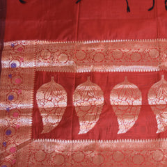 Semi Silk Cotton Maroon saree with jari boarder