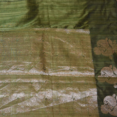 Semi Silk Cotton Green saree with jari boarder